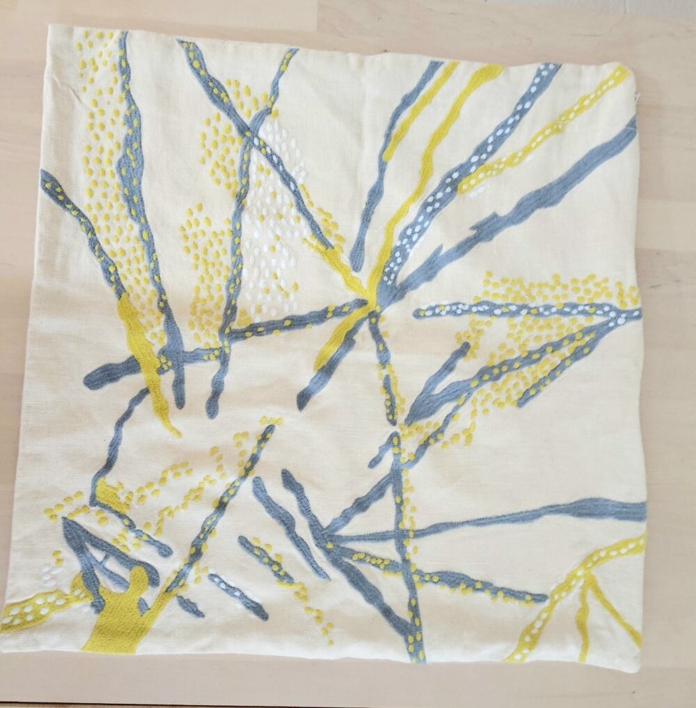 KELLY WEARSLTER for SFERRA, PILLOW SHAM 21 X 21, Ecru, Mustard Yellow, Teal